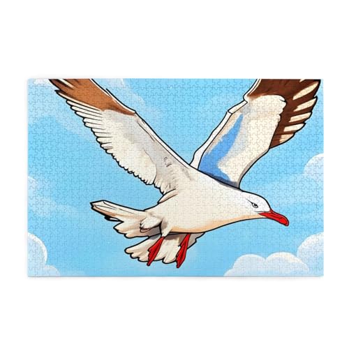 Flying Seagulls Picture Jigsaw Puzzle, 1000 Teile Holzpuzzle, Heimdekoration, einzigartiges Geburtstagsgeschenk, geeignet für Jugendliche und Erwachsene von EYSHOPING
