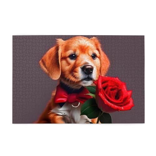 Gentleman-Like Dog Picture Puzzle, 1000 Teile Holzpuzzle, Heimdekoration, einzigartiges Geburtstagsgeschenk, geeignet für Jugendliche und Erwachsene von EYSHOPING