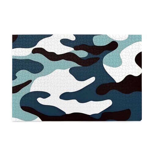 Marine Camouflage Picture Jigsaw Puzzle, 1000 Teile Holzpuzzle, Heimdekoration, einzigartiges Geburtstagsgeschenk, geeignet für Jugendliche und Erwachsene von EYSHOPING
