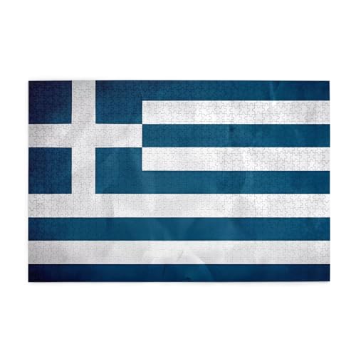 Puzzle mit griechischer Flagge, 1000 Teile, Holzpuzzle, Heimdekoration, einzigartiges Geburtstagsgeschenk, geeignet für Jugendliche und Erwachsene von EYSHOPING