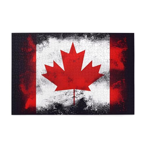 Puzzle mit kanadischer Flagge, 1000-teiliges Holzpuzzle, Heimdekoration, einzigartiges Geburtstagsgeschenk, geeignet für Jugendliche und Erwachsene von EYSHOPING