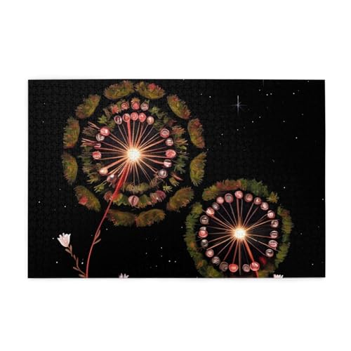 Starry Pusteblume Bild Puzzle, 1000 Teile Holzpuzzle, Heimdekoration &* Einzigartiges Geburtstagsgeschenk Geeignet für Jugendliche und Erwachsene von EYSHOPING