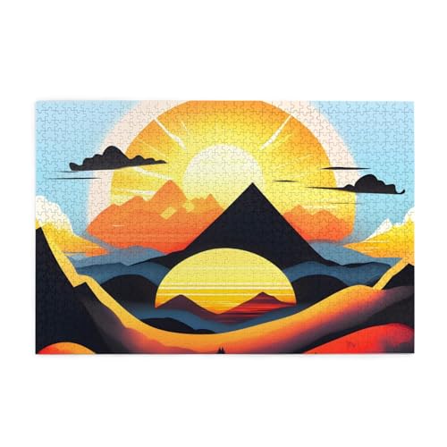 Sunrise Mountain Picture Jigsaw Puzzle, 1000 Teile Holzpuzzle, Heimdekoration, einzigartiges Geburtstagsgeschenk, geeignet für Jugendliche und Erwachsene von EYSHOPING