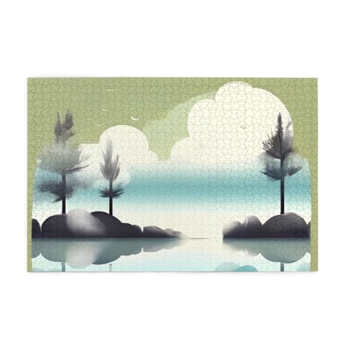 Tranquil Lakes Picture Jigsaw Puzzle, 1000-teiliges Holzpuzzle, Heimdekoration, einzigartiges Geburtstagsgeschenk, geeignet für Jugendliche und Erwachsene von EYSHOPING