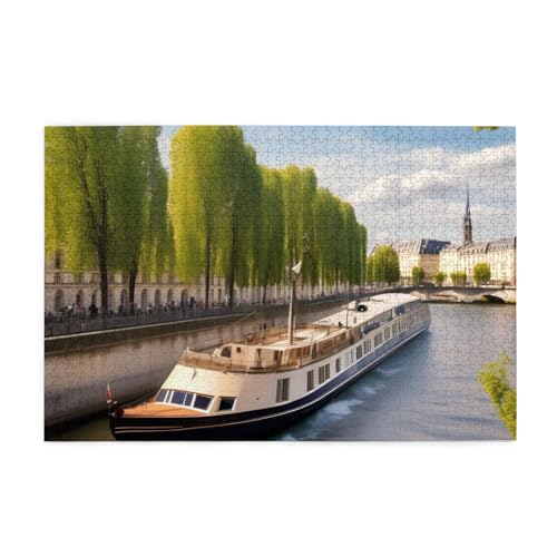 View Of The Seine Picture Jigsaw Puzzle, 1000 Teile Holzpuzzle, Heimdekoration, Einzigartiges Geburtstagsgeschenk, Geeignet für Jugendliche und Erwachsene von EYSHOPING