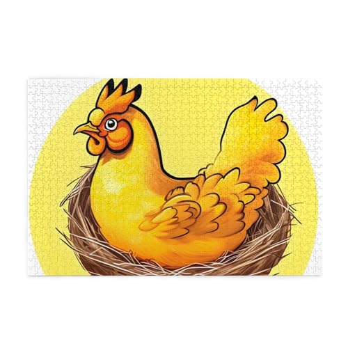Vogelnest Golden Chicken Picture Jigsaw Puzzle, 1000 Teile Holzpuzzle, Heimdekoration & * Einzigartiges Geburtstagsgeschenk Geeignet für Jugendliche und Erwachsene von EYSHOPING