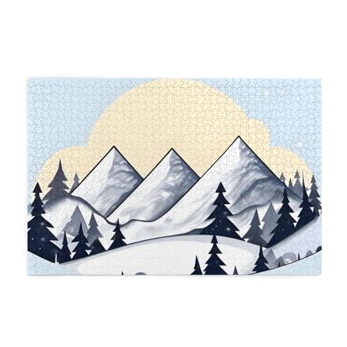 White Snowy Mountains Picture Jigsaw Puzzle, 1000-teiliges Holzpuzzle, Heimdekoration, einzigartiges Geburtstagsgeschenk, geeignet für Jugendliche und Erwachsene von EYSHOPING