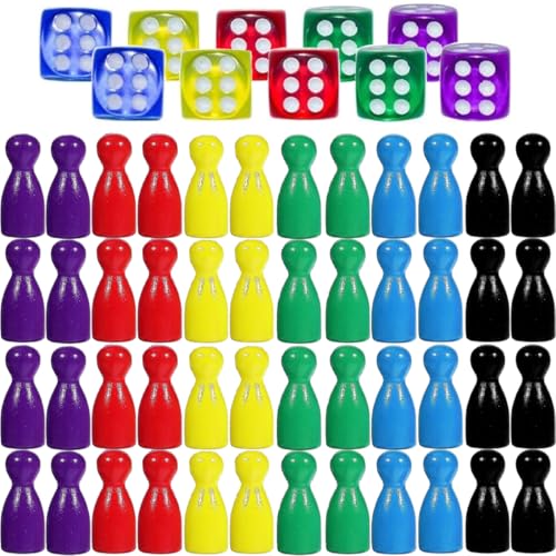 EYVRPAU 10 Stück Würfelset und 24 Spielsteine, Spielwürfel, Acryl, Würfelspiel, Tischspiel (Farbe) von EYVRPAU