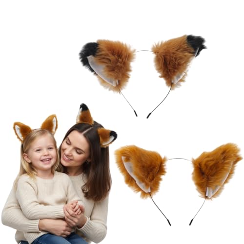 EYWILYWI 2 Stück Plüsch-Fuchsohren Stirnband, niedliche Tierohren, Haarreifen, Fuchs-Cosplay-Kostüm-Zubehör für Halloween, Verkleidungen, Weihnachtsfeiern, Bühnenshows (Braun) von EYWILYWI
