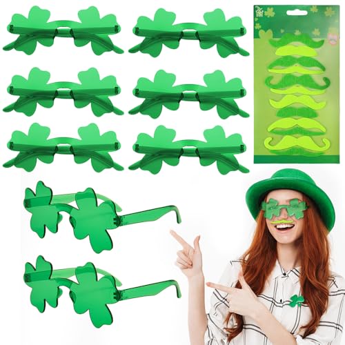 EZGETOP 8 Paar St. Patricks Day Kleeblatt-Sonnenbrille, vierblättriges Kleeblattglas mit grünen Schnurrbärten für St. Patrick's Day Party-Dekorationen Verkleidungs-Kostüme EZGETOP 8 Paar St. Patricks Day Kleeblatt-Sonnenbrille, vierblättriges Kleeblattglas mit grünen Schnurrbärten für St. Patrick's Day Party-Dekorationen Verkleidungs-Kostüme von EZGETOP