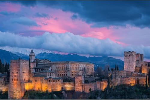 1000 Teile Puzzle Alhambra Spanien Nachthimmel Klassisches Puzzle DIY Kit Spielzeug Wohnkultur 50x70CM von EZMLFA