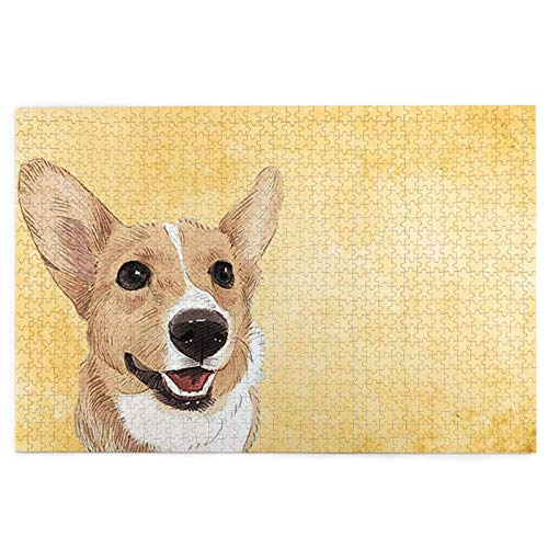 1000-teiliges Puzzle, Corgi-Hund, gelbe Textur, lustiges Lernspielzeug, Lernspiele, Heimdekoration, Puzzle, 50 x 70 cm von EZMLFA