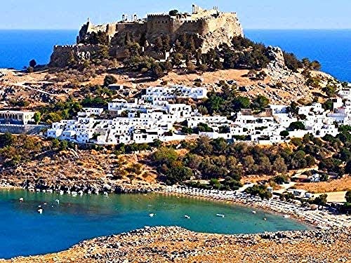 1000-teiliges Puzzle, Schloss Lindos, Insel Rhodos, Griechenland, großes Puzzlespiel für Erwachsene und Jugendliche, 70 x 50 cm 1000-teiliges Puzzle, Schloss Lindos, Insel Rhodos, Griechenland, großes Puzzlespiel für Erwachsene und Jugendliche, 70 x 50 cm von EZMLFA
