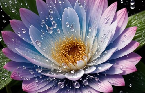 1000-teiliges Puzzle, Tropfen auf Einer Seerose, 3D-Blumen-Heimdekorationspuzzle, 50 x 70 cm von EZMLFA