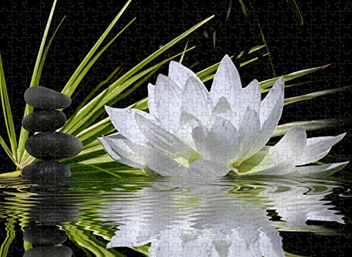 1000-teiliges Puzzle, Wasserlotus, Puzzle, Spielzeug, Geschenk, Heimdekoration, 38 x 26 cm von EZMLFA