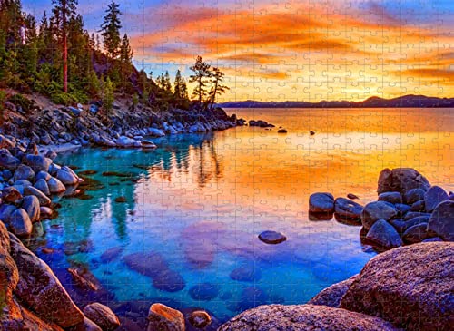 1000-teiliges Puzzle für Erwachsene, Meeresstein-Sonnenuntergang, Spielzeug, Gehirn-Herausforderung für Kinder, 50 x 70 cm von EZMLFA