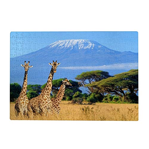 1000-teiliges Puzzle für Erwachsene – Giraffe, Kilimandscharo, Berg Afrika, Puzzlespiel, Kinderspielzeug, 52 x 38 cm von EZMLFA
