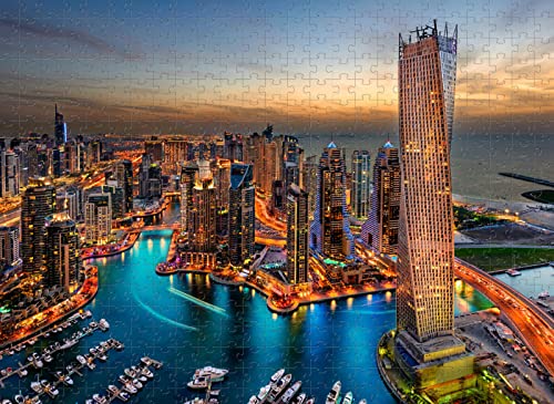 2000 Teile Puzzle Dubai Nachtansicht Puzzle Spielzeug Geschenk Wohnkultur 70x100CM von EZMLFA