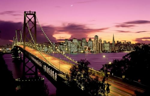 2000-teiliges Puzzle, San Francisco Golden Gate Bridge am Abend, Heimdekorationspuzzle, 70 x 100 cm von EZMLFA