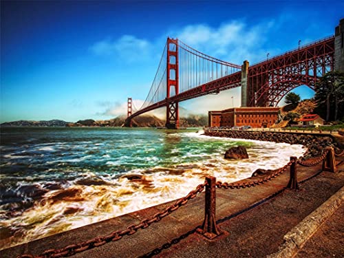 2000-teiliges Puzzle Golden Gate Bridge Puzzle Lernspielzeug Spiel Geschenk für Erwachsene Kinder Teenager 70x100CM von EZMLFA