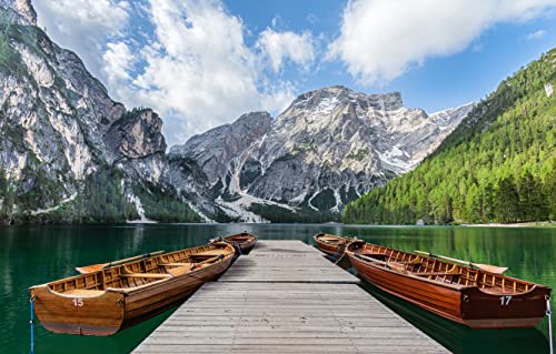 3D Klassisches Puzzle 1000 Teile, Lake Braes Und Boot Personalisiertes Puzzle 38x26CM von EZMLFA