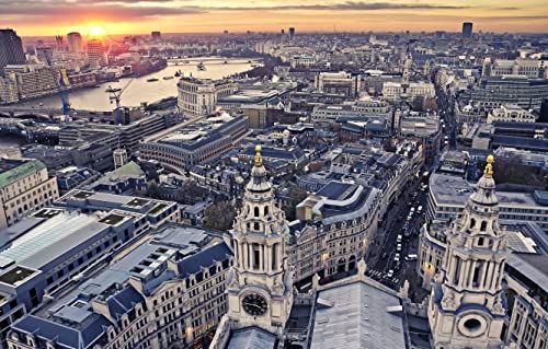3D-Puzzle für Erwachsene, 1000 Teile, Panorama der Londoner Stadtkathedrale am Abend, personalisiertes Puzzle, 50 x 70 cm von EZMLFA