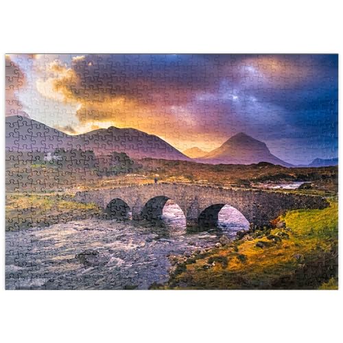 Alte Vintage-Backsteinbrücke über den Fluss in Sligachan, Isle of Skye, Schottland – Premium-Puzzle mit 1000 Teilen, 38 x 26 cm Alte Vintage-Backsteinbrücke über den Fluss in Sligachan, Isle of Skye, Schottland – Premium-Puzzle mit 1000 Teilen, 38 x 26 cm von EZMLFA