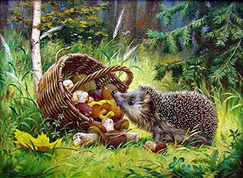 Erwachsene 1000 Stück Blumenkorb Pilz Igel Spielzeug Entspannendes Puzzle 38x52CM von EZMLFA