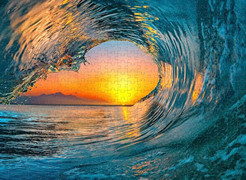 Erwachsene 1000 Stück Welle Sonnenuntergang Spielzeug Entspannung Puzzle 52x38CM von EZMLFA