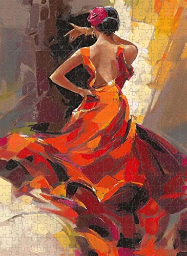 Erwachsene 2000 Teile Ölgemälde Rotes Kleid Frau Spielzeug Entspannendes Puzzle 70x100CM von EZMLFA