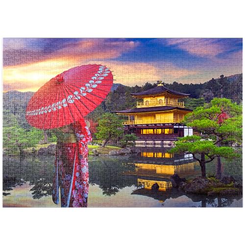 Frau im traditionellen japanischen Kimono, Kinkakuji-Tempel Kyoto, Japan – Premium-Puzzle mit 1000 Teilen, 52 x 38 cm Frau im traditionellen japanischen Kimono, Kinkakuji-Tempel Kyoto, Japan – Premium-Puzzle mit 1000 Teilen, 52 x 38 cm von EZMLFA