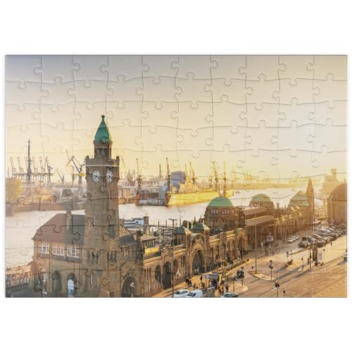Hamburg St. Pauli Landungsbrücken bei Sonnenuntergang, Deutschland Premium 1000 Teile 70x50CM Hamburg St. Pauli Landungsbrücken bei Sonnenuntergang, Deutschland Premium 1000 Teile 70x50CM von EZMLFA