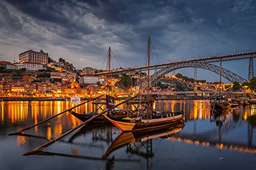 Klassisches Puzzle 1000 Teile, Nachtansicht des Flusses in der Stadt Porto, Portugal, 70 x 50 cm Klassisches Puzzle 1000 Teile, Nachtansicht des Flusses in der Stadt Porto, Portugal, 70 x 50 cm von EZMLFA