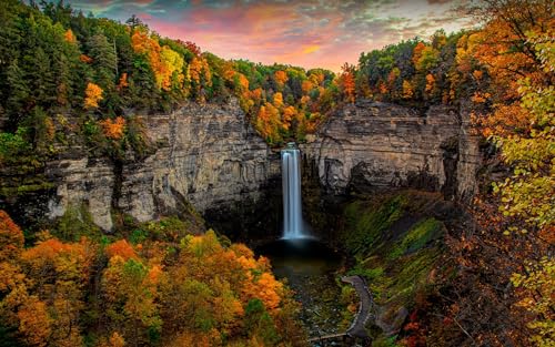 Klassisches Puzzle 2000 Teile Taughannock Falls unter Twilight Sky Trumansburg 70x100CM von EZMLFA