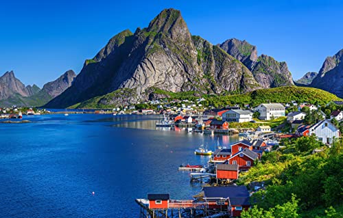 Papery Puzzle 1000 Teile, Norwegen Lofoten Pure Sky Mountains Custom Puzzle 38x26CM von EZMLFA