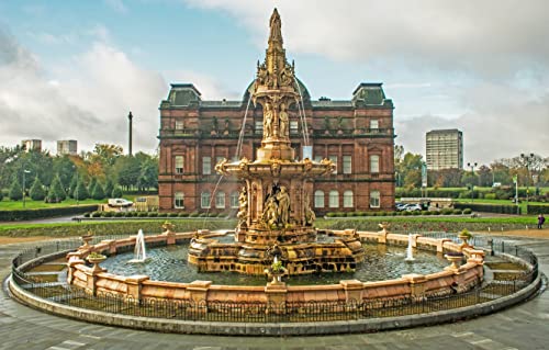 Papery Puzzle 2000 Teile, Park Glasgow Green Fountain Individuelles Puzzle 70x100CM von EZMLFA