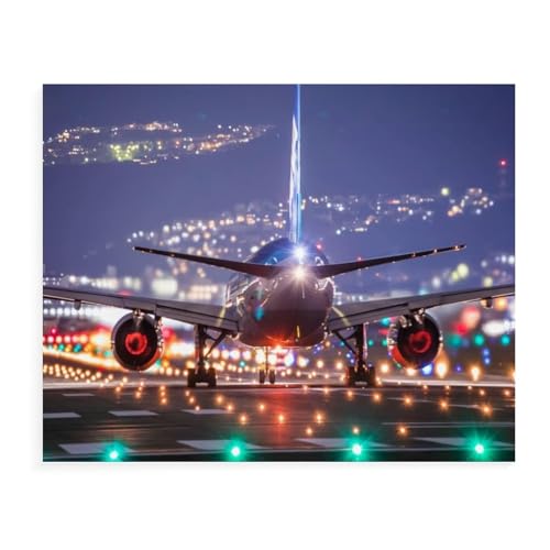Puzzle 1000 Teile, Blick auf EIN Flugzeug vor dem Nachthimmel, Puzzle für Erwachsene und Kinder, Schwierigkeitsgrad, Puzzlespiel, Rollenpuzzle, Lernspiel, Spielzeug, Familiendekoration, 38 x 52 cm von EZMLFA