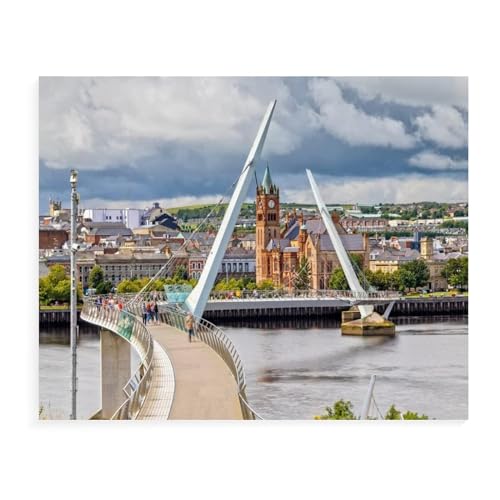 Puzzle 1000 Teile, Die Friedensbrücke und die Gildehalle in Londonderry, Karton-Kinderspielzeug, Dekompressionsspiel, 38 x 52 cm, 38 x 26 cm von EZMLFA