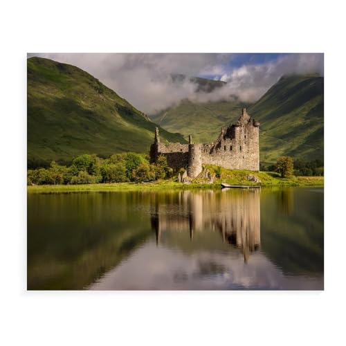 Puzzle 1000 Teile, Spiegelbild von Kilchurn Castle in Loch Awe, Puzzle für Erwachsene und Kinder, Schwierigkeitsgrad, Puzzlespiel, Rollenpuzzle, Lernspiel, Spielzeug, Familiendekoration, 50 x 70 cm von EZMLFA