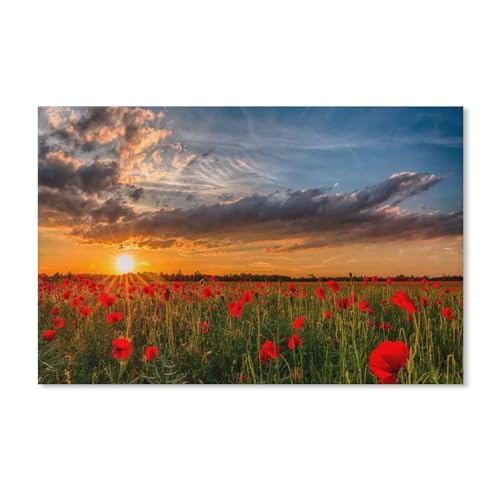Puzzle 1000 Teile,Roter Mohnblumen-Sonnenuntergang,Papier Kinderspielzeug Dekompressionsspiel 38x52CM 52x38CM Puzzle 1000 Teile,Roter Mohnblumen-Sonnenuntergang,Papier Kinderspielzeug Dekompressionsspiel 38x52CM 52x38CM von EZMLFA