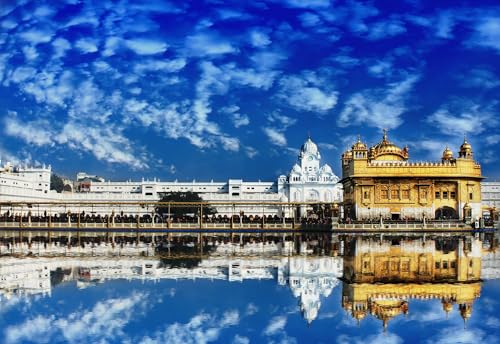 Puzzle 1000 Teile Indischer Goldener Tempel Unter Blauem Himmel 50x70CM von EZMLFA