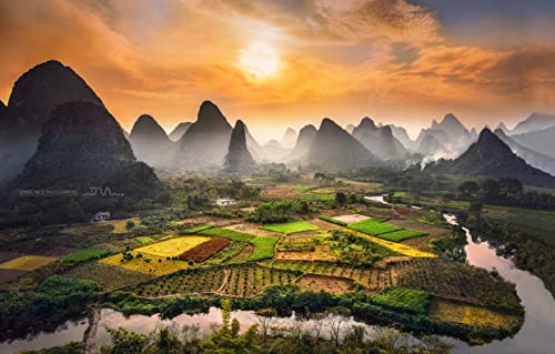 Puzzle 1000 Teile für Erwachsene, Lernspiele, Heimdekoration, Puzzle, Geschenke für Männer, Naturlandschaft, Sonnenuntergang, Fluss, 50 x 70 cm Puzzle 1000 Teile für Erwachsene, Lernspiele, Heimdekoration, Puzzle, Geschenke für Männer, Naturlandschaft, Sonnenuntergang, Fluss, 50 x 70 cm von EZMLFA