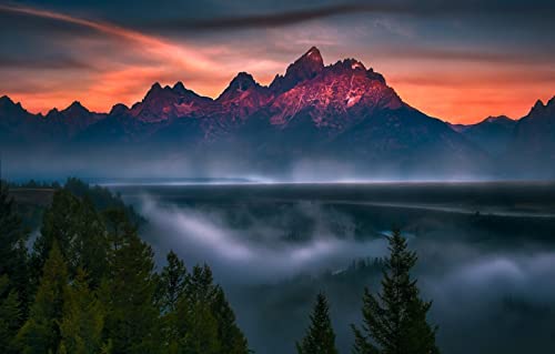 Puzzle 2000 Teile, Naturschönheit, Sonne, Nebel, Grand Teton 70x100CM Puzzle 2000 Teile, Naturschönheit, Sonne, Nebel, Grand Teton 70x100CM von EZMLFA