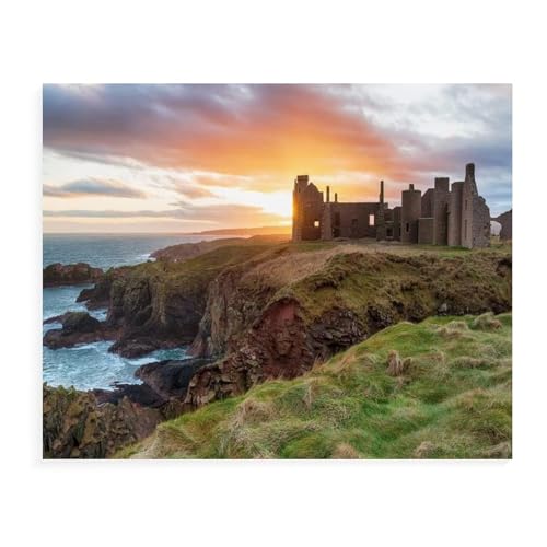 Puzzle 2000 Teile, Slains Castle bei Sonnenuntergang, Karton-Kinderspielzeug, Dekompressionsspiel 38 x 52 cm, 70 x 100 cm von EZMLFA