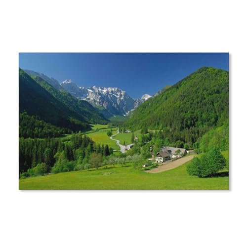 Puzzle 2000 Teile ，Grüne Berg- Und Schneeberglandschaft ，Papier Kinderspielzeug Dekompressionsspiel 38x52CM 70x100CM von EZMLFA