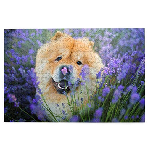 Puzzle 2000 Teile Chow-Chow Süße, Flauschige, braune Hunde, lila, wildes Puzzlespielzeug, Familienspiel, Wanddekoration für Erwachsene und Jugendliche, 70 x 100 cm von EZMLFA