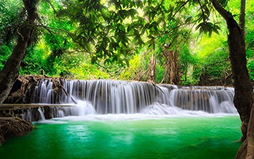 Puzzle 2000 Teile Wasserfall Grüne Seelandschaft, Lernspiele, Puzzlegeschenke für Freunde 70x100CM von EZMLFA