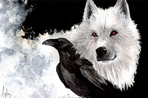 Puzzle 2000 Teile Weißer Wolf und Rabe Klassisches 3D-Puzzle 70x100CM von EZMLFA