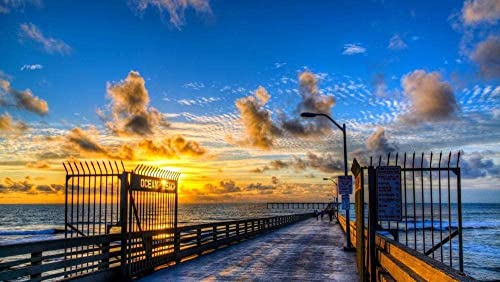 Puzzle 2000 Teile für Erwachsene und Kinder Schöne Sonnenuntergang am Ozean Strand Pier Pädagogische Dekompressionsspiele Freizeitpuzzle Landschaftspuzzles Spielzeug 70x100CM von EZMLFA