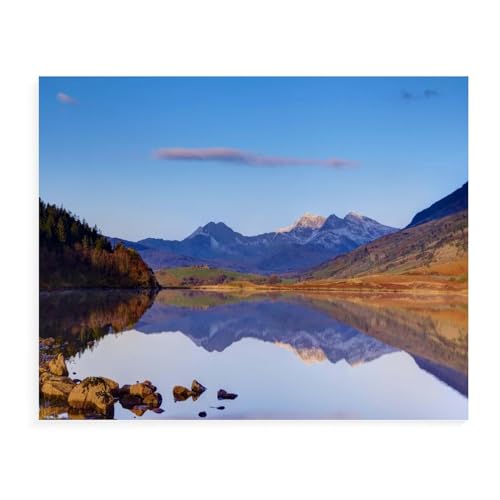Puzzle für Erwachsene, 1000 Teile, DIY, See bei Capel Curig mit Snowdon im Hintergrund, Kartonpuzzle, schwierige Puzzles, Kinder, Lernspielzeug, Geschenkspiele, 50 x 70 cm von EZMLFA